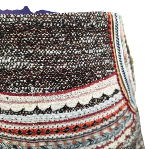 Zara Woman Tweed Embroidered Bohemian Mini Skirt Size Small Women's - Picture 3 of 14